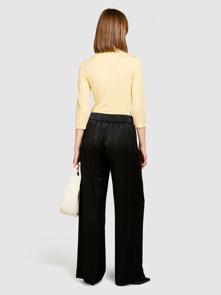 Turtleneck in silk blend - women's high neck sweaters - Yellow | Sisley image number 3
